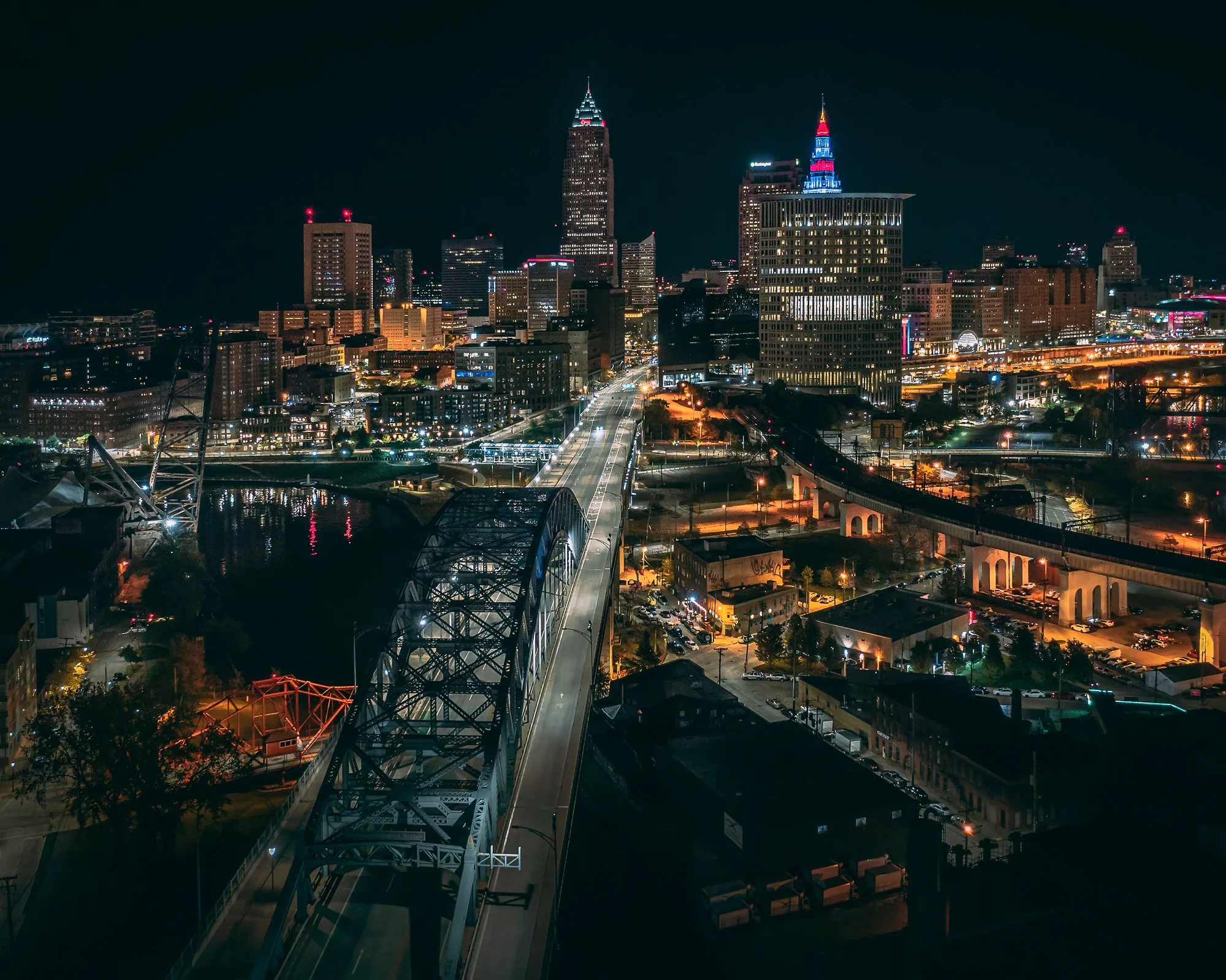 Commercial flat roof moisture inspection in Cleveland